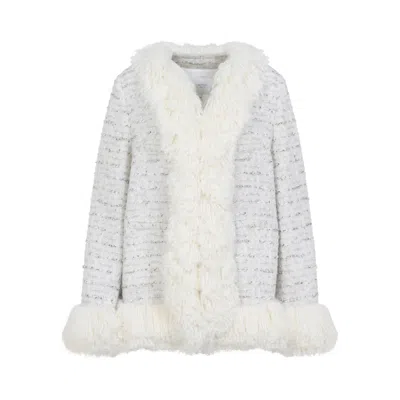 Giambattista Valli Fur-trimmed Short Wool Coat In White