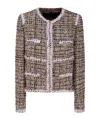 Giambattista Valli Collarless Short Tweed Jacket In Multicolor