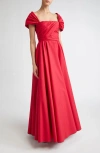 Giambattista Valli Convertible Neckline Cotton Poplin Ballgown In Red