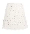 Giambattista Valli Polka-dot Boucle Lace-trim Mini Skirt In White