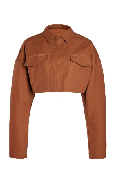 Giambattista Valli Cotton Canvas Jacket In Brown