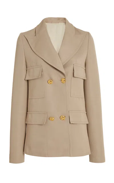 Giambattista Valli Cotton Gabardine Blazer In Khaki