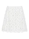 Giambattista Valli Ivory Cotton Mini Skirt With Polka Dot Design And Lace Trim In White