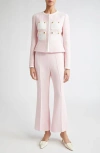 Giambattista Valli Crepe Flare Trousers In Pale Rose