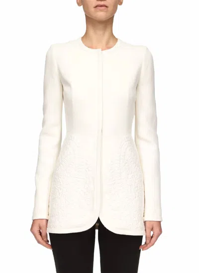 Giambattista Valli Crepe Jewel Neck Jacket In White