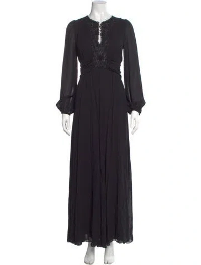 Pre-owned Giambattista Valli Crew Neck Long Dress In Black