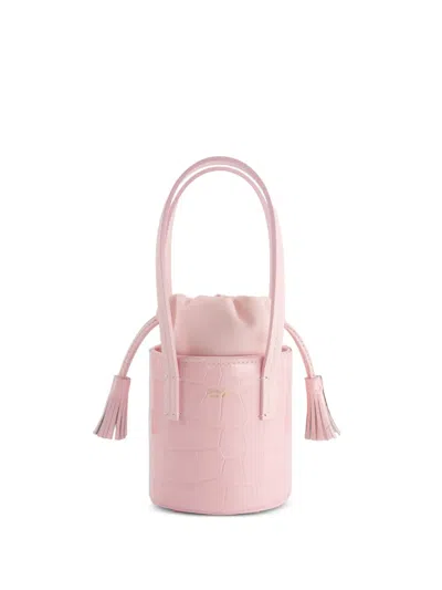 Giambattista Valli Croco-effect Bucket Bag In Pink