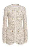 Giambattista Valli Cropped Boucle Waistcoat In Ivory