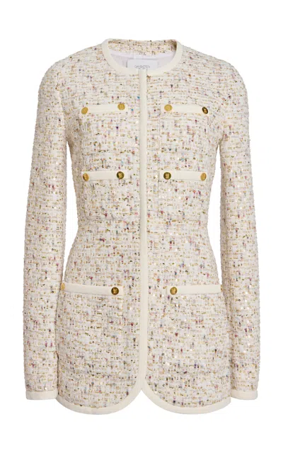 Giambattista Valli Cropped Boucle Waistcoat In Ivory