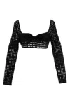 Giambattista Valli Cropped Macramé Bow Top Tops Black