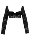 Giambattista Valli Cropped Macramé Bow Top Tops Black