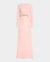 GIAMBATTISTA VALLI CRYSTAL CUTOUT LONG-SLEEVE GOWN