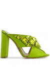 Giambattista Valli Crystal-embellished Mules In Green