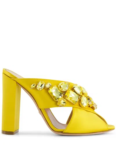 Giambattista Valli Crystal-embellished Sandals In Yellow