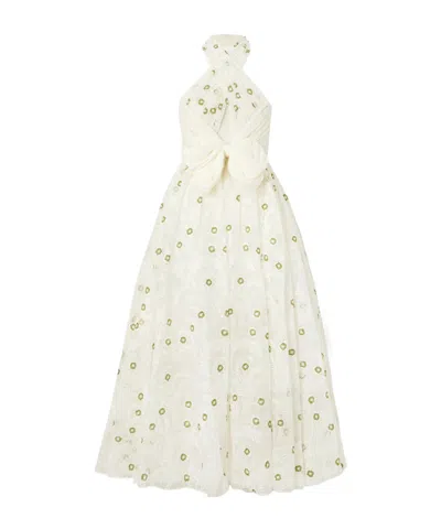 Giambattista Valli Cutout Chiffon-trimmed Embroidered Silk-organza Gown In Neutrals