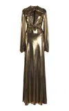 Giambattista Valli Cutout Metallic Gown In Gold
