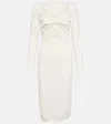 Giambattista Valli Viscose Knit Cutout Midi Dress W/ Bow In White