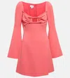 Giambattista Valli Bow Cutout Flare-sleeve Empire-waist Mini Dress In Coral