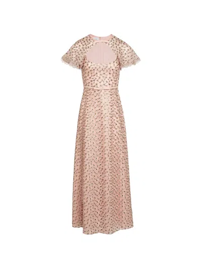 Giambattista Valli Daisies Floral Embroidered Midi Dress In Pink