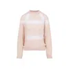 Giambattista Valli Soft Beige Wool-cashmere Blend Sweater With Fuzzy Stripes In Multi