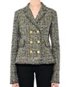 Giambattista Valli Metallic Eyelash Tweed Double-breasted Jacket In Black/green