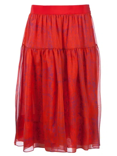 Giambattista Valli Double-layer Skirt In Red