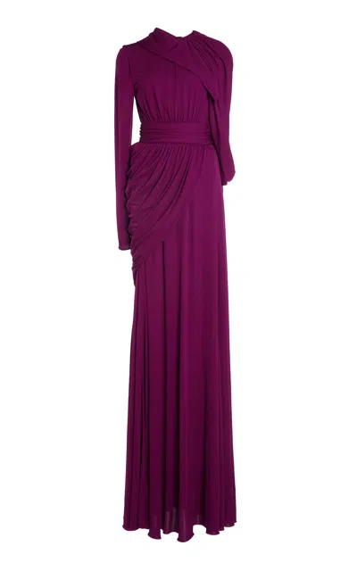 Giambattista Valli Draped Asymmetric Gown In Purple