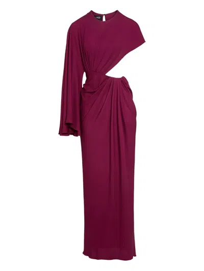Giambattista Valli Draped Asymmetrical Midi Dress In Burgundy