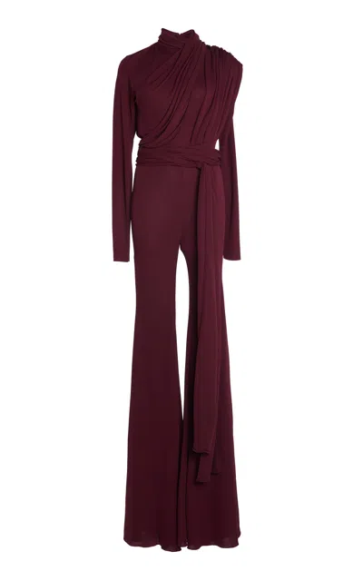 Giambattista Valli Draped Flared-leg Jumpsuit In Purple