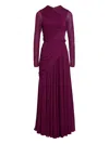 Giambattista Valli Knot Draped Jersey Long-sleeve Maxi Dress In Purple