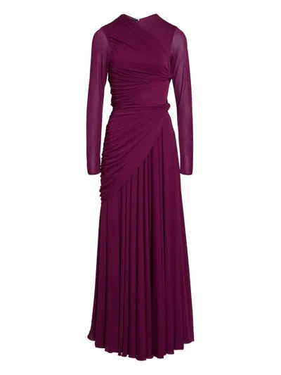 Giambattista Valli Draped Long-sleeve Maxi Dress In Purple