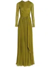 Giambattista Valli Twist Front Long Sleeve Jersey Dress In Green