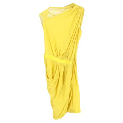 Giambattista Valli Draped Midi Dress In Yellow Viscose