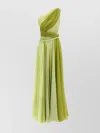 Giambattista Valli One-shoulder Silk Maxi Dress With Torch Detail In Green