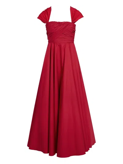 Giambattista Valli Draped-shoulder Maxi Dress In Red