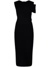 Giambattista Valli Draped Single-sleeve Midi Dress In Black
