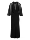 Giambattista Valli Draped-sleeve Midi Dress In Black