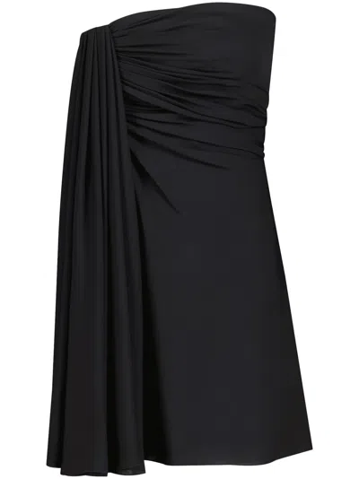 Giambattista Valli Draped Strapless Silk Minidress In Black