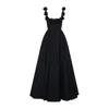 Giambattista Valli Rosette-detailed Cotton Poplin Maxi Dress In Black