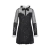 Giambattista Valli Sheer Sleeve Polka Dot Mini Dress In Black