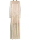 Giambattista Valli Tiered Sequinned Gown In Gold