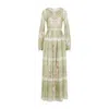 Giambattista Valli Georgette Green And Pink Silk Long Dress In Green