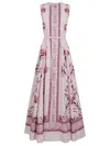 Giambattista Valli Floral Print Sleeveless Belted Midi Dress In Rose Multi