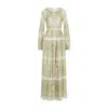 Giambattista Valli Georgette Green And Pink Silk Long Dress In Green