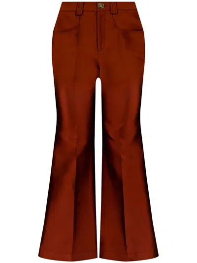Giambattista Valli Duchess Satin Flared Trousers In Orange