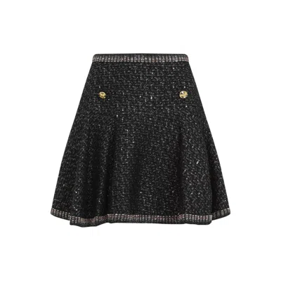 GIAMBATTISTA VALLI GIAMBATTISTA VALLI MINI SKIRT WITH FABRIC BLEND AND GOLD BUTTON ACCENTS