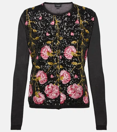 Giambattista Valli Bestickter Cardigan Aus Kaschmir Und Seide In Black