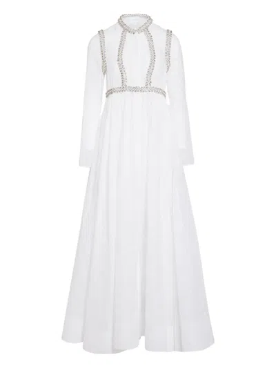 Giambattista Valli Embellished Long-sleeve Maxi Dress In White