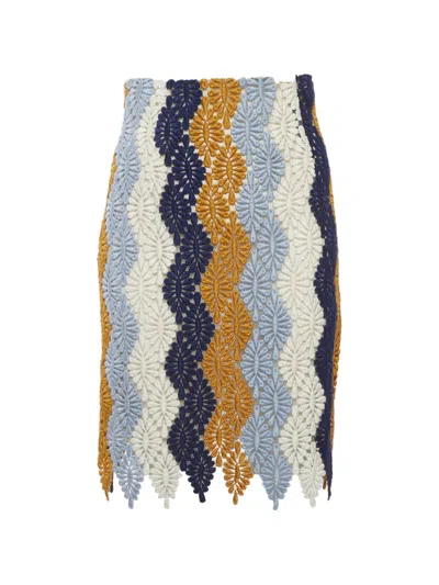 Pre-owned Giambattista Valli Embroidered A-line Mini Skirt In Neutral