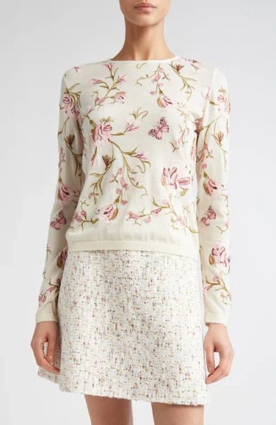 Giambattista Valli Embroidered Cashmere & Silk Sweater In Ivory